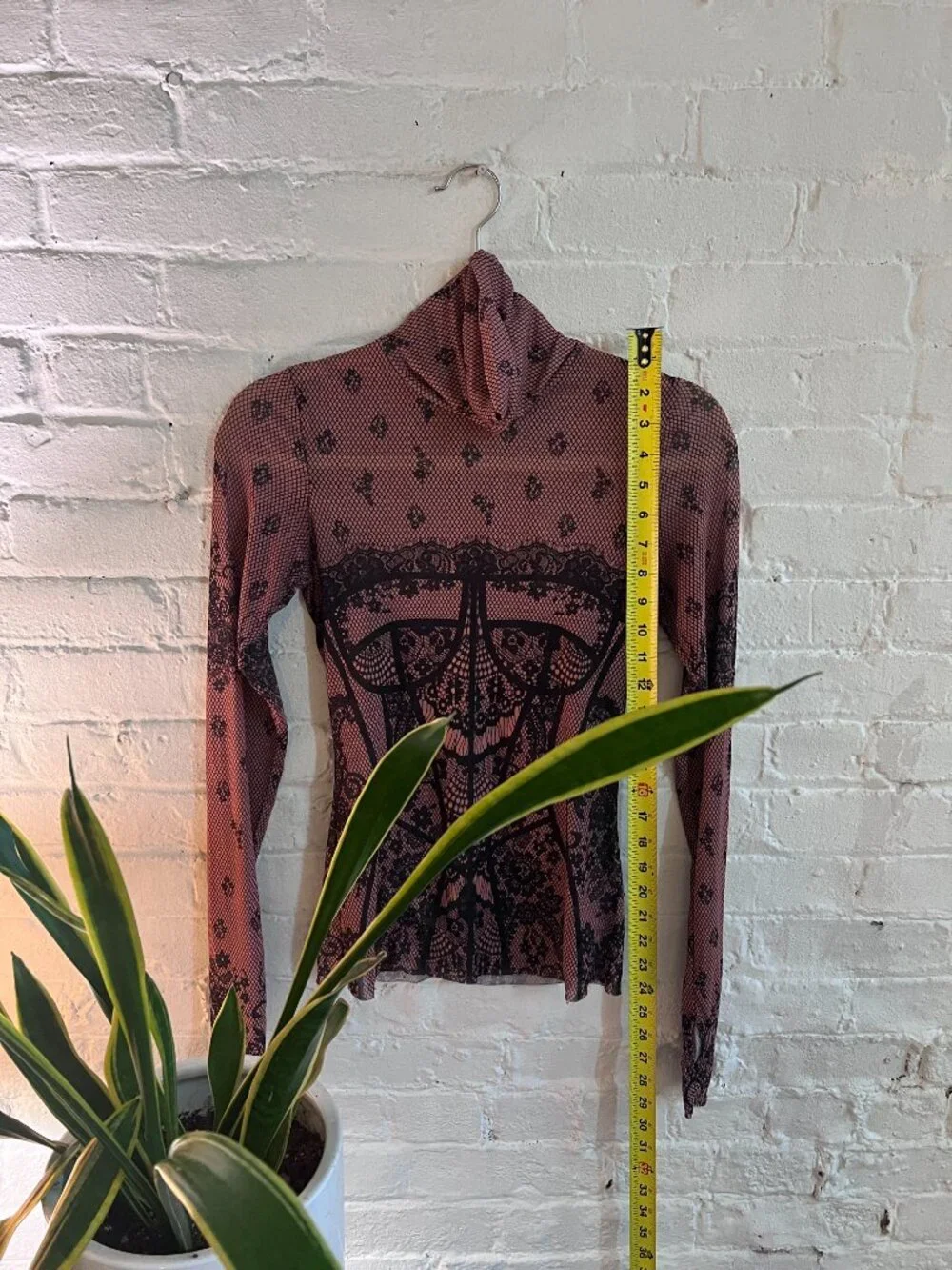 *NWOT* AFRM | Zadie Print Turtleneck Mesh Top In Noir Bustier (Size S/P) - Picture 4 of 9